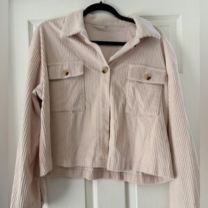 Women's Light Pink Corduroy Shacket Jacket